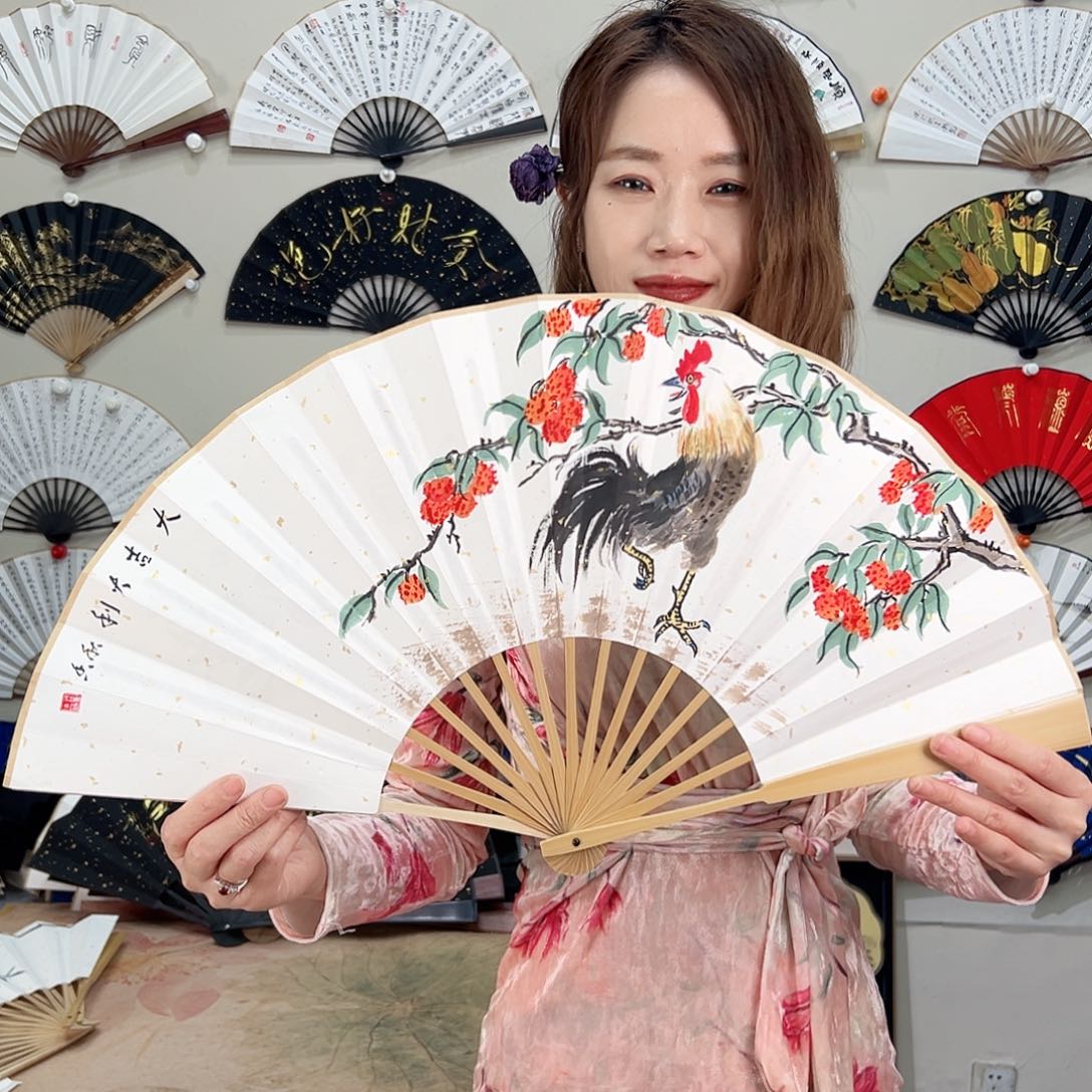 书法十寸玉竹-文玩扇-手写-粘好发出