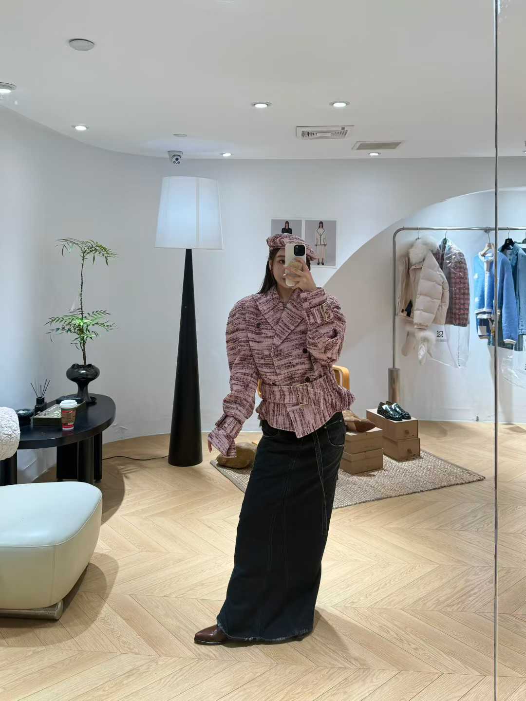 Rowen Rose法国设计师品牌 树莓色粗呢外套 25冬新品NO退NO换