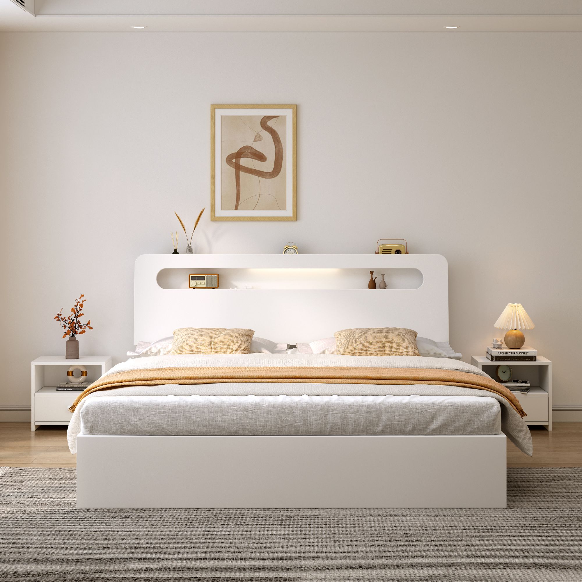 【包安装】实木床现代简约1.5米床双人床家用主卧1.8实木床儿童床