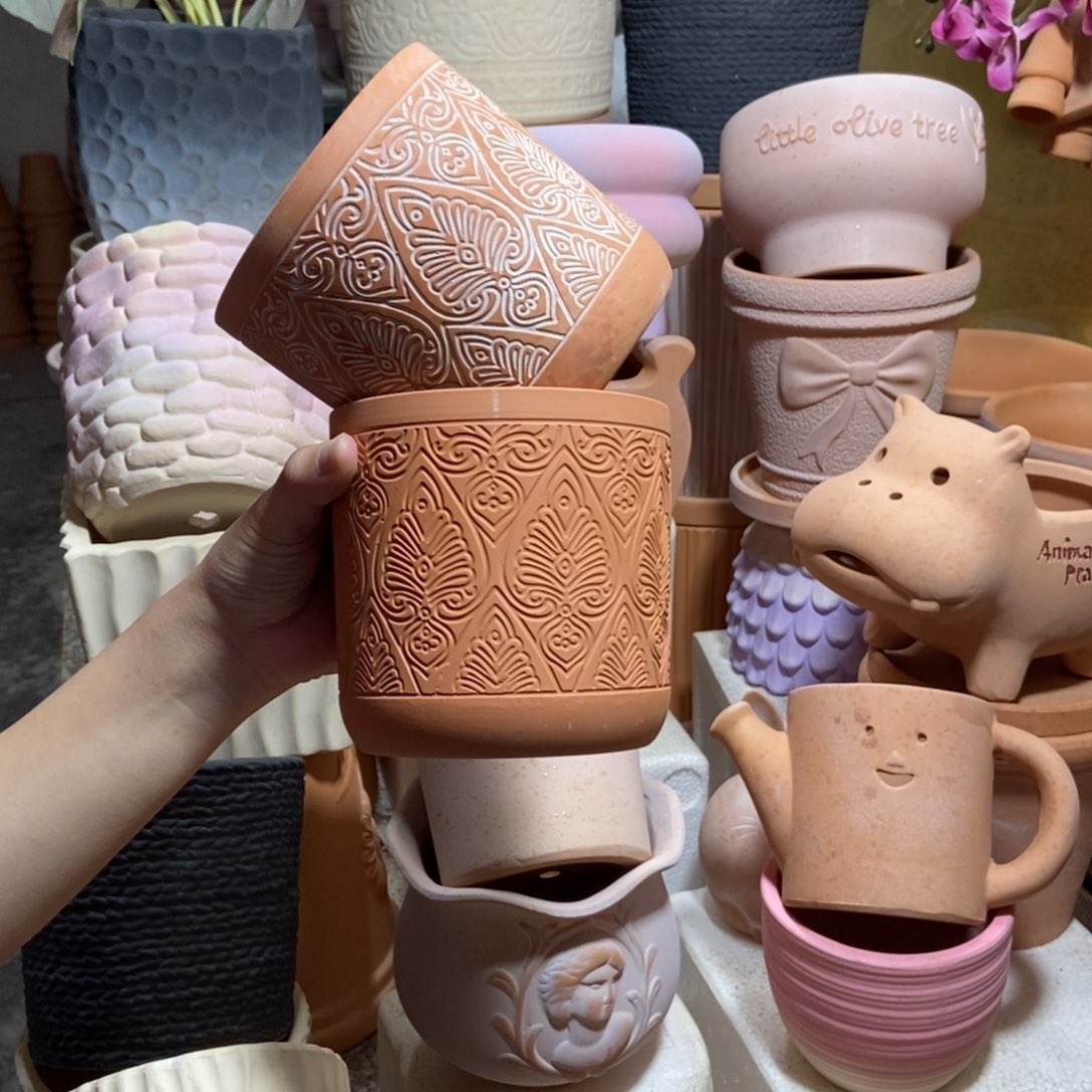 12×12几何直筒复古+红陶2个