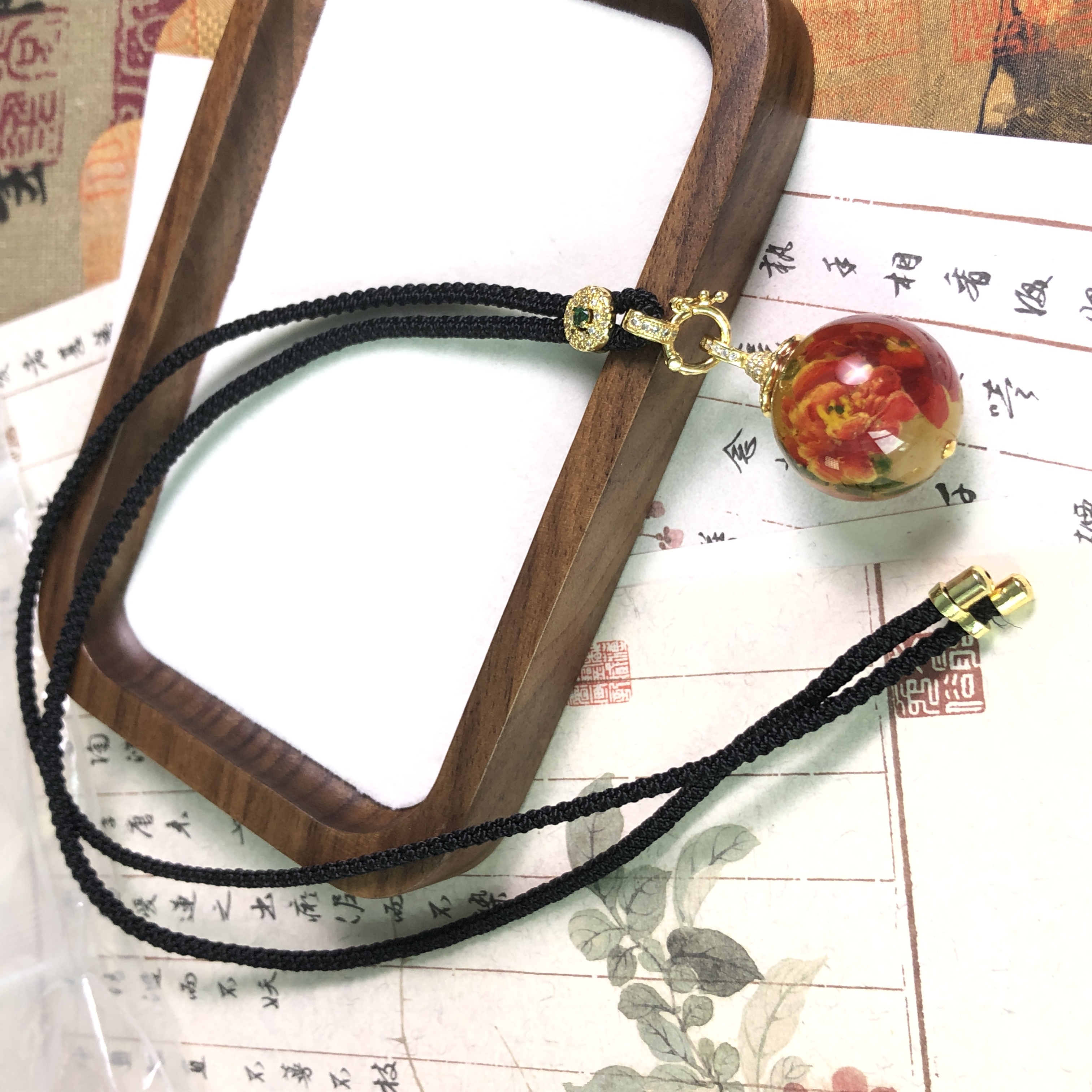  【亿轩臻选】ZX109412缅珀内画圆珠吊坠22mm+