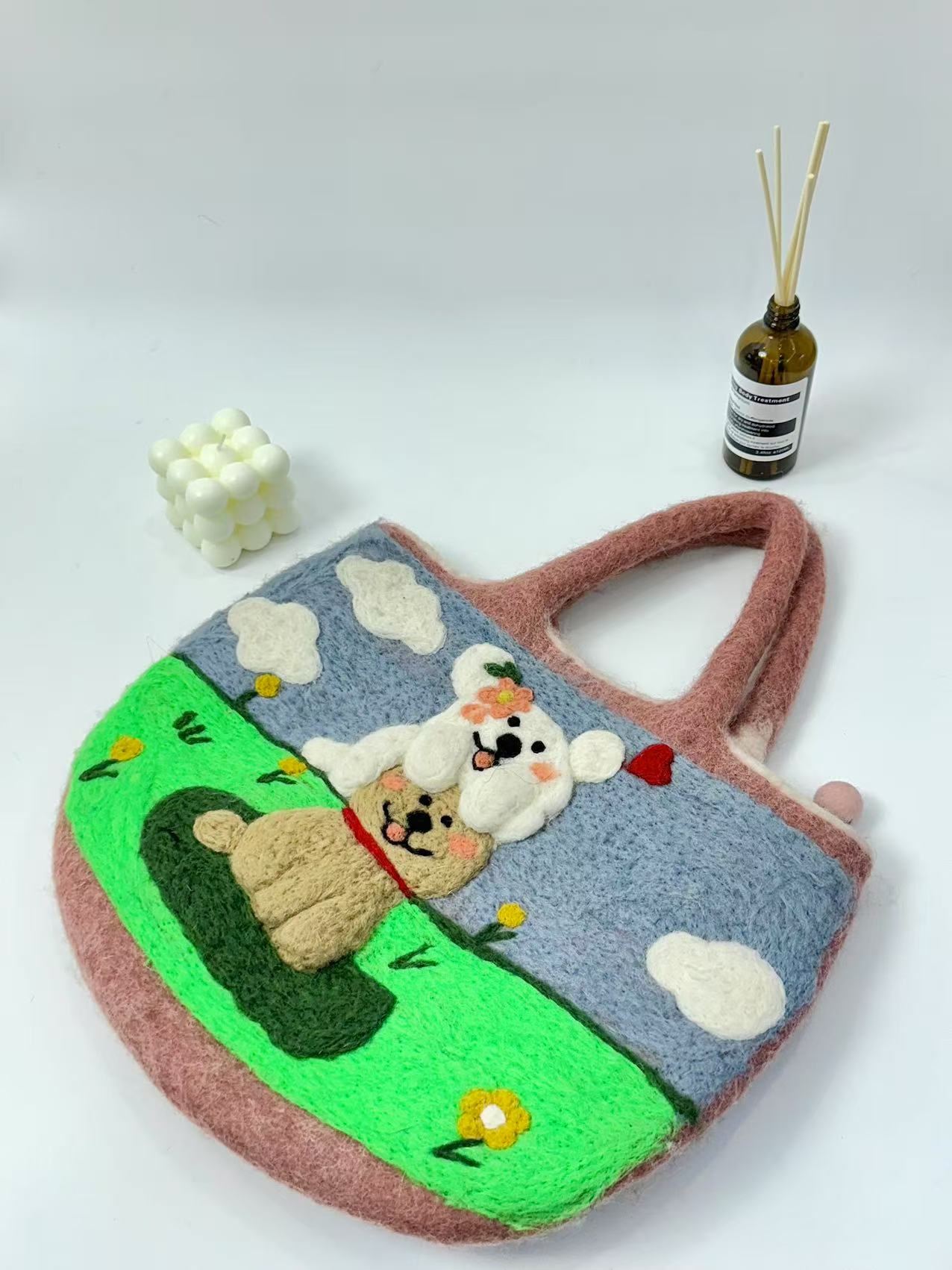 尼泊尔进口手工羊毛毡包包 电脑包大尺寸可爱手提单肩斜挎包卡通