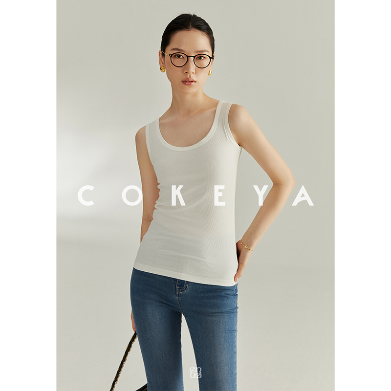 COKEYA/凉感冰肌衫~定制醋酸莫代尔弹力罗纹外穿内搭U领吊带背心