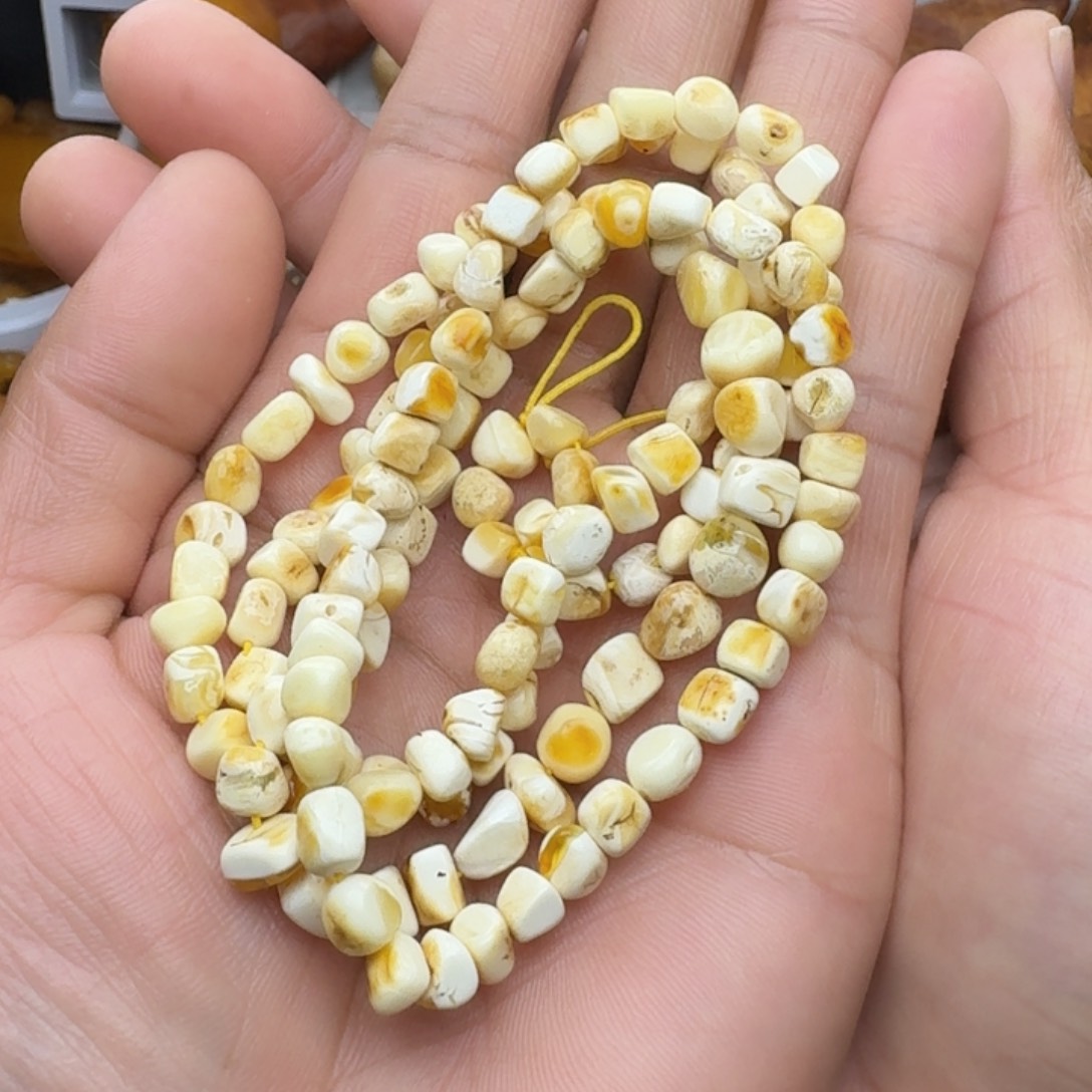 琥珀珠宝奇石未镶嵌天然蜜蜡白蜡随形项链