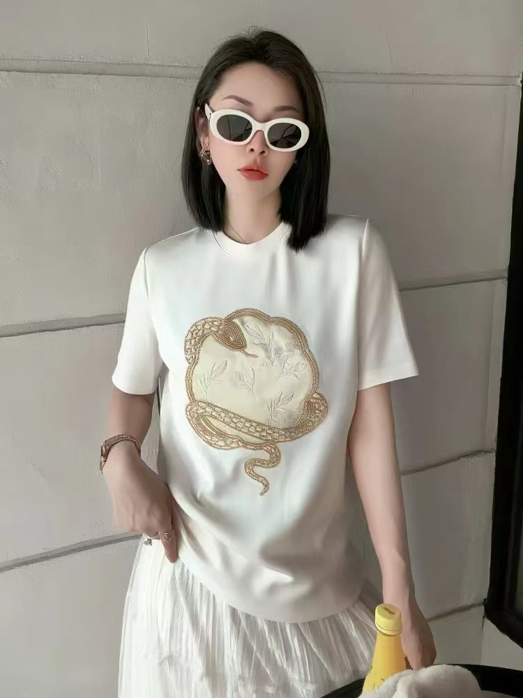 邹先森5152-29杭州品牌新款重工钉珠刺绣时尚百搭T恤