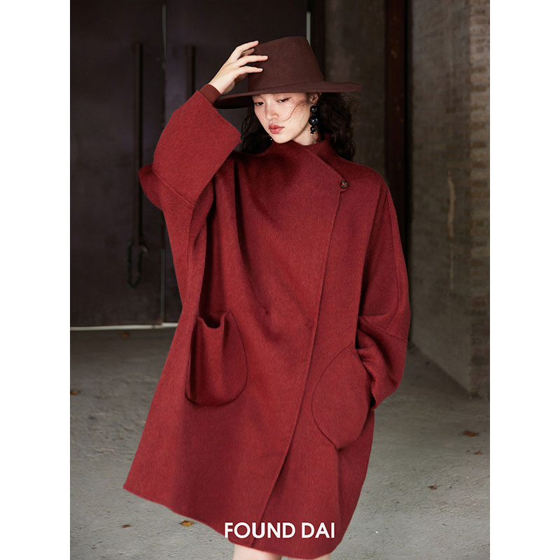 浓郁秋色 骆驼绒桑蚕丝羊毛手工双面呢 | 斗篷式外套 围裹式半裙