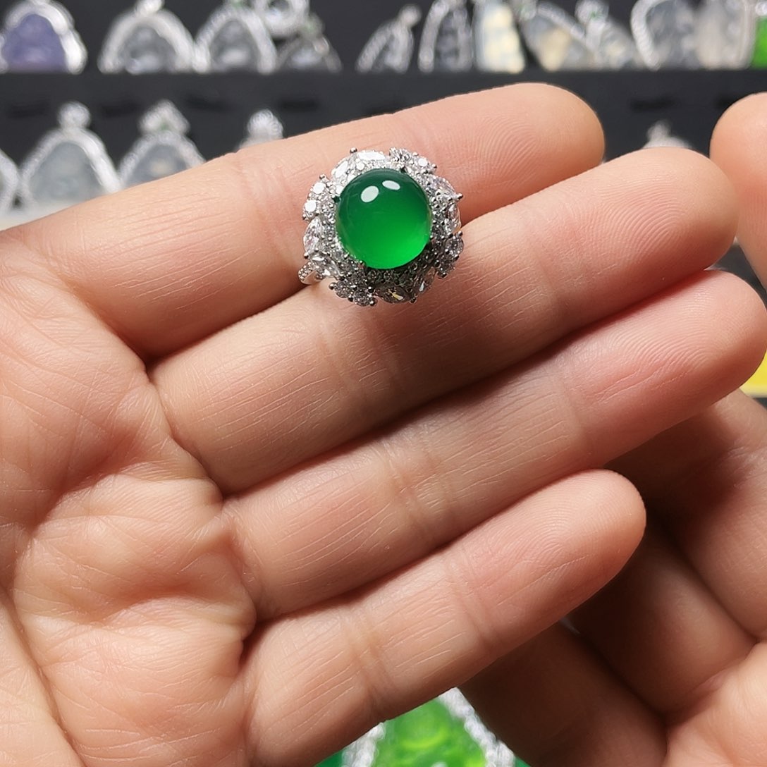 玛瑙/玉髓戒指银S925镶嵌