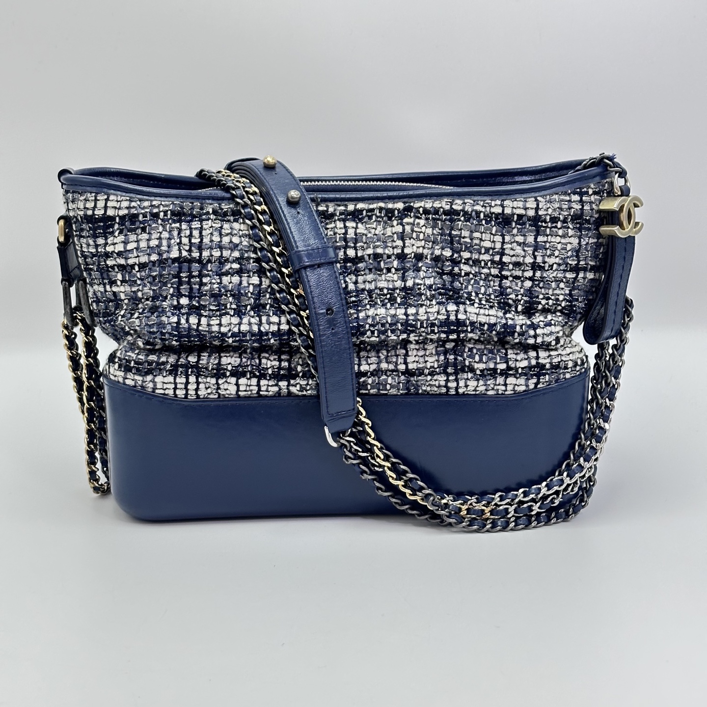 95新 Chanel/香奈儿 毛呢流浪中号单肩斜挎包53417