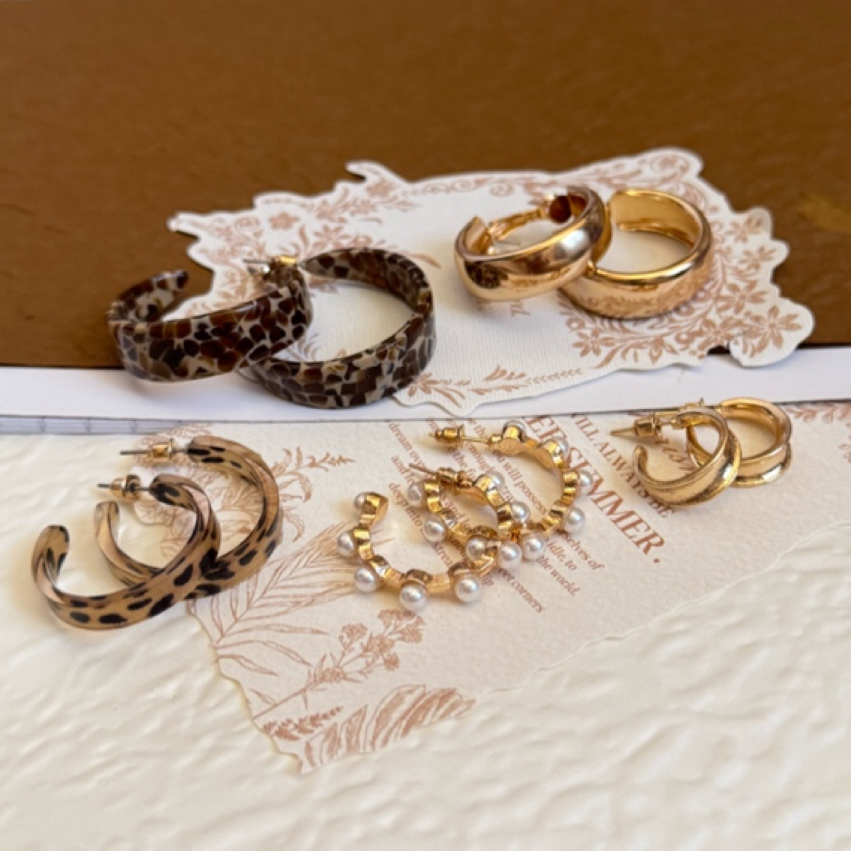 钛钢耳饰 LARVINA法式复古一组五对耳环