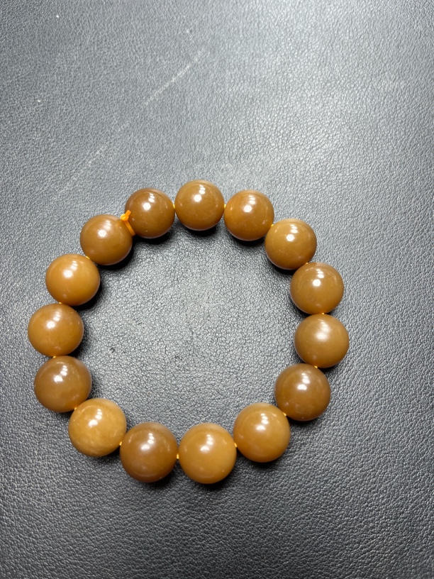 和田玉糖料男款卡14新疆且末红油糖老料手串