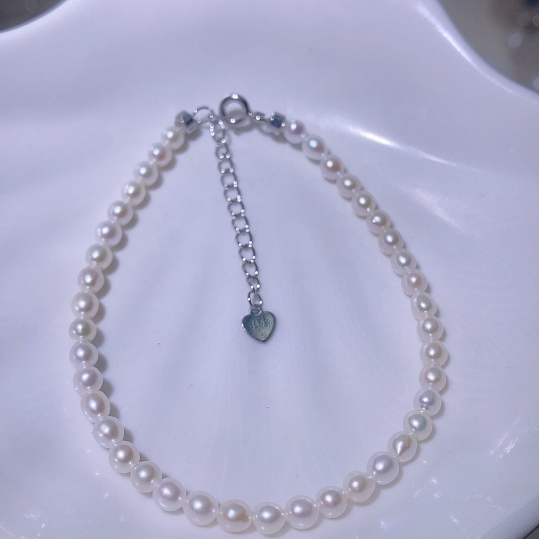 淡水珍珠手链银S925镶嵌尺寸3/4小米珠