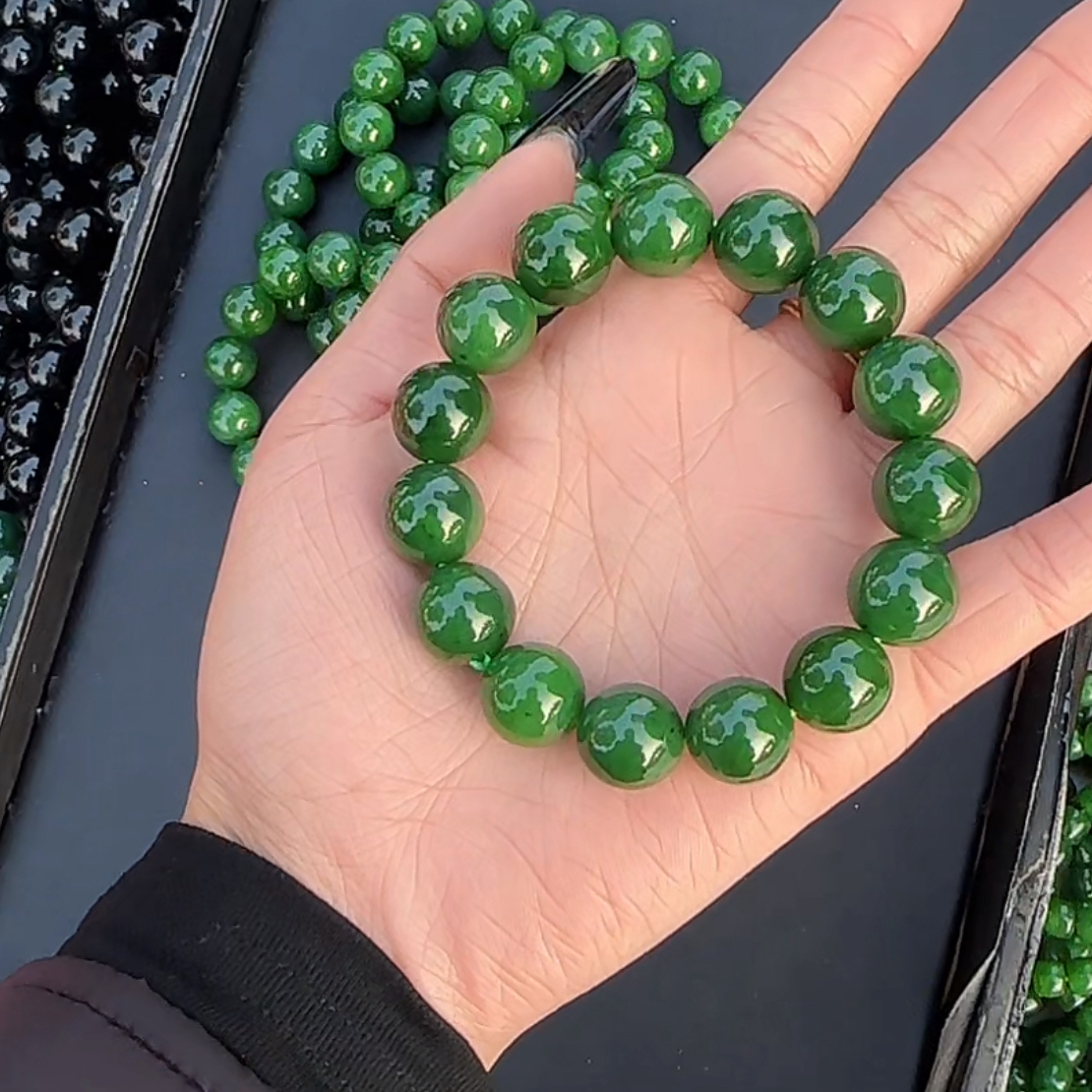 和田玉和田玉碧玉手串