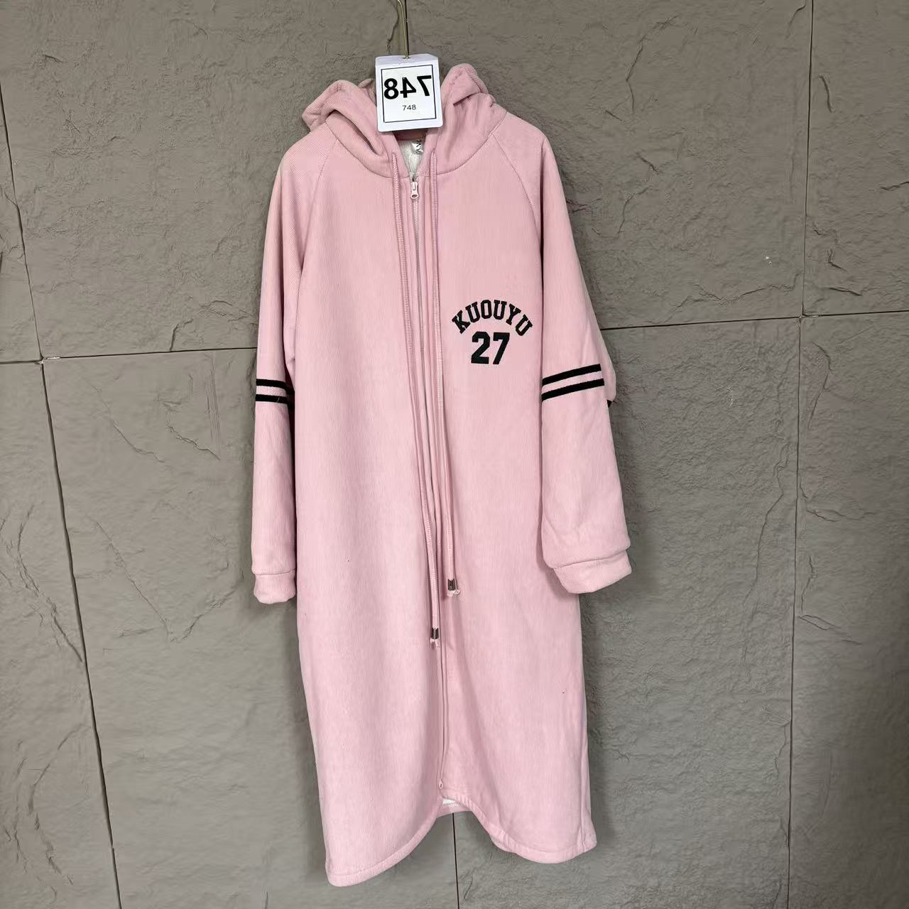 （748-781）休闲时尚连帽加绒加厚大码外套裙