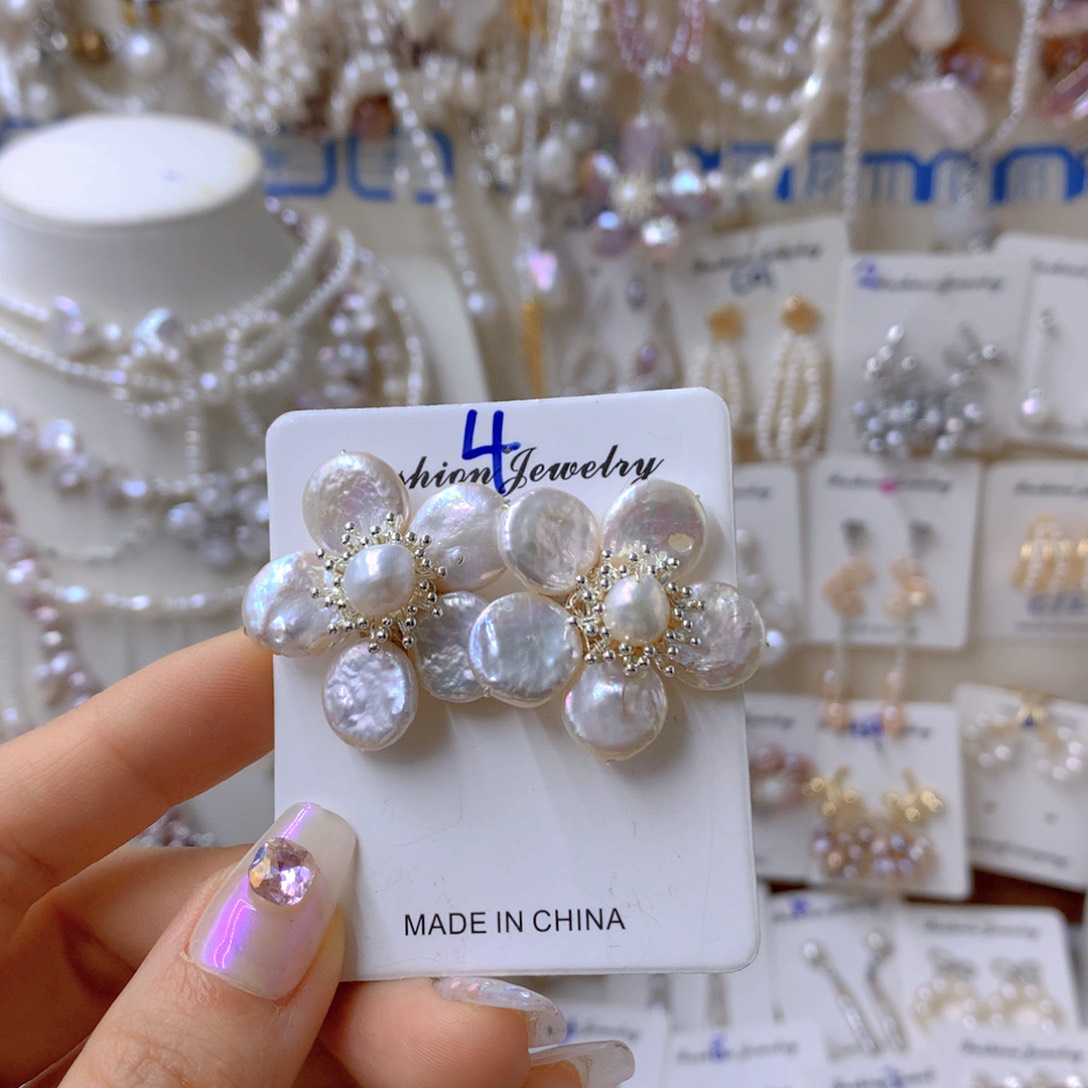 淡水珍珠耳饰银S925镶嵌