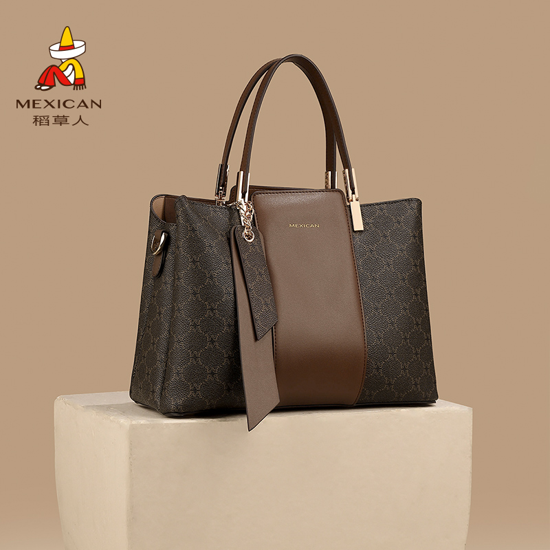 稻草人复古手提包新款法式轻奢包包妈妈款大容量斜挎包气质女包