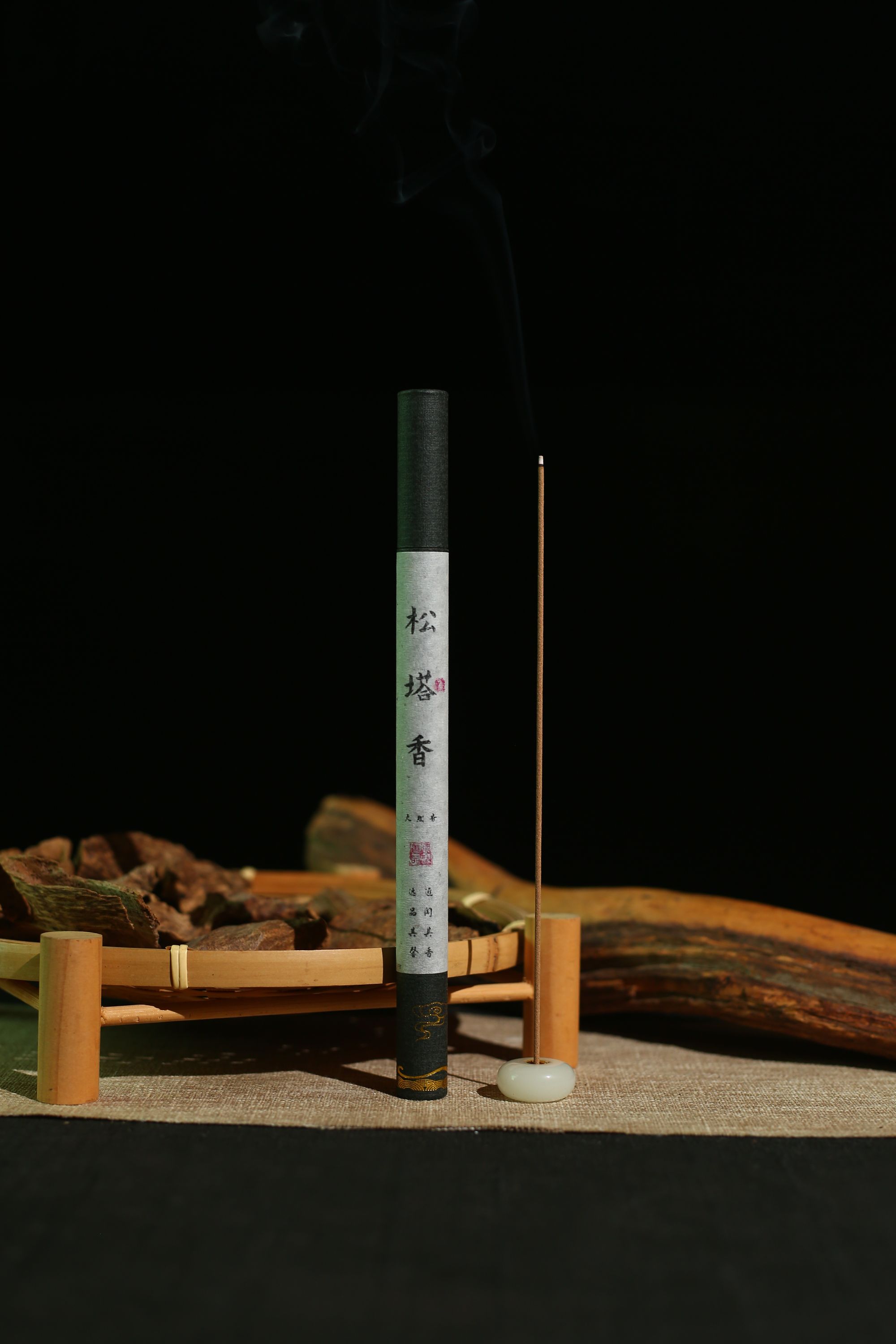 【又见莲花生】天然松塔香古法线香净化房间手工中式香（带莲花香插）