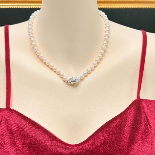 【六六中古】孤品天然海水珍珠项链fa191链长43珠子7-7.5