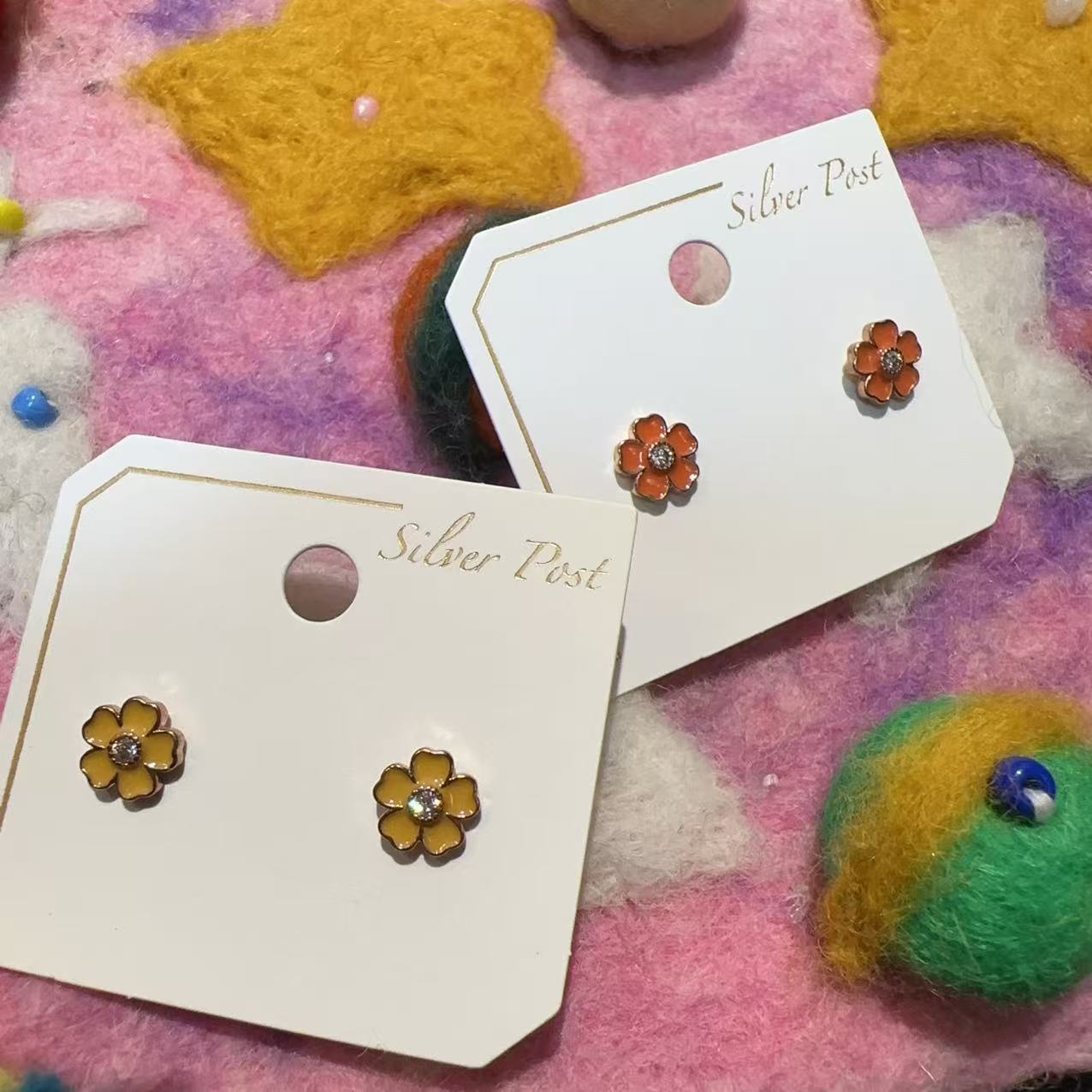 合金耳饰 韩国简约小花耳钉R5321