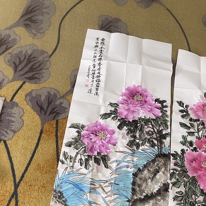 鸿***蒙国画郑春玲50.100手绘画芯