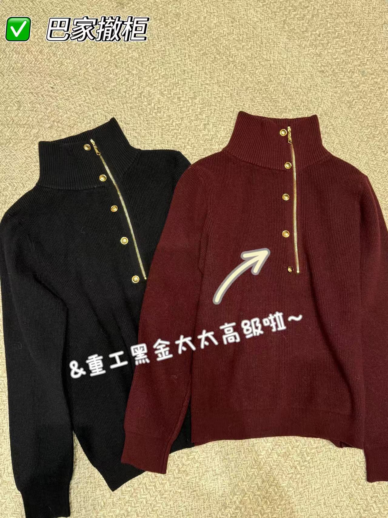 MeiQi 欧洲站！设计款小金扣隐藏拉链高领纯色针织衫毛衣秋冬A3889