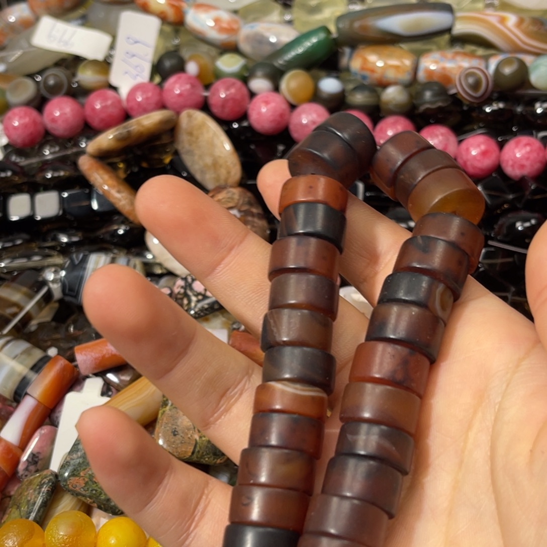 玛瑙/玉髓散珠黑金老玛瑙