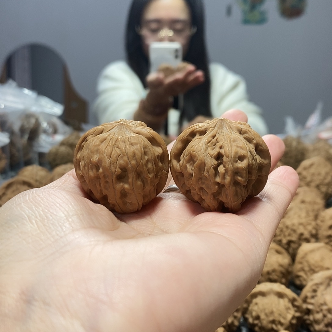 吊坠文玩核桃芭蕉扇35白尖