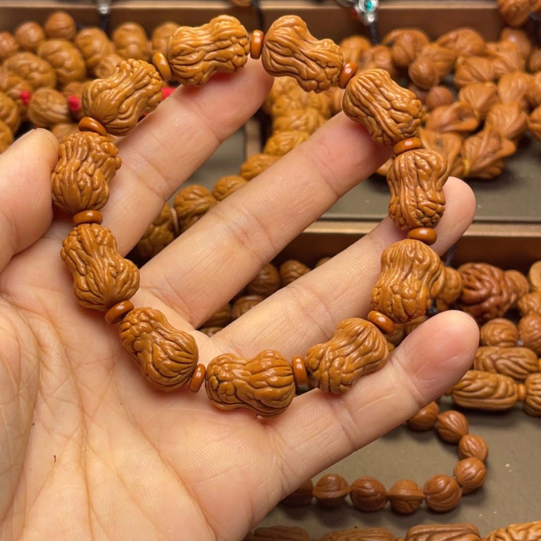 大***铄桃核手串龙纹桃核30