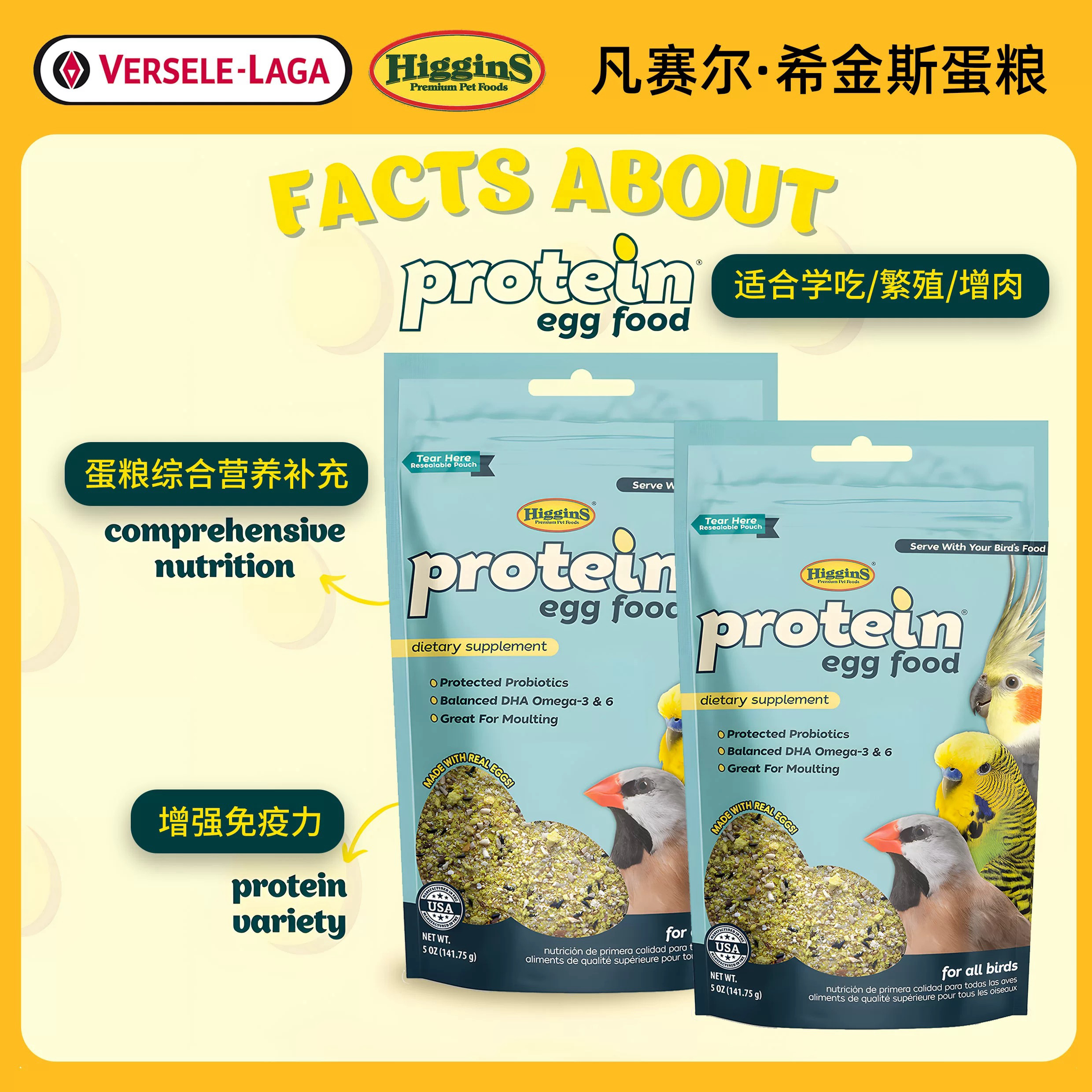 希金斯蛋粮进口繁殖学吃幼鸟营养补充鹦鹉鸟粮鸟食饲料