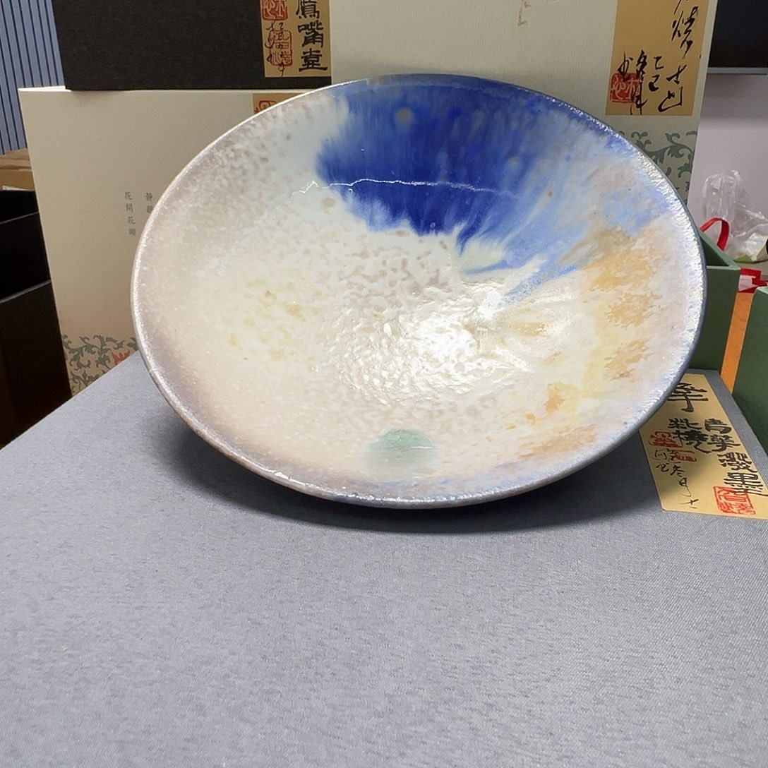 瓷青花泼墨柴烧壶承九石烧