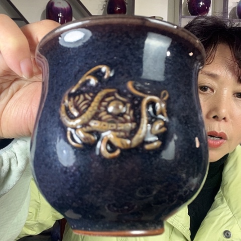 瓷片钧瓷手工艺品杯子