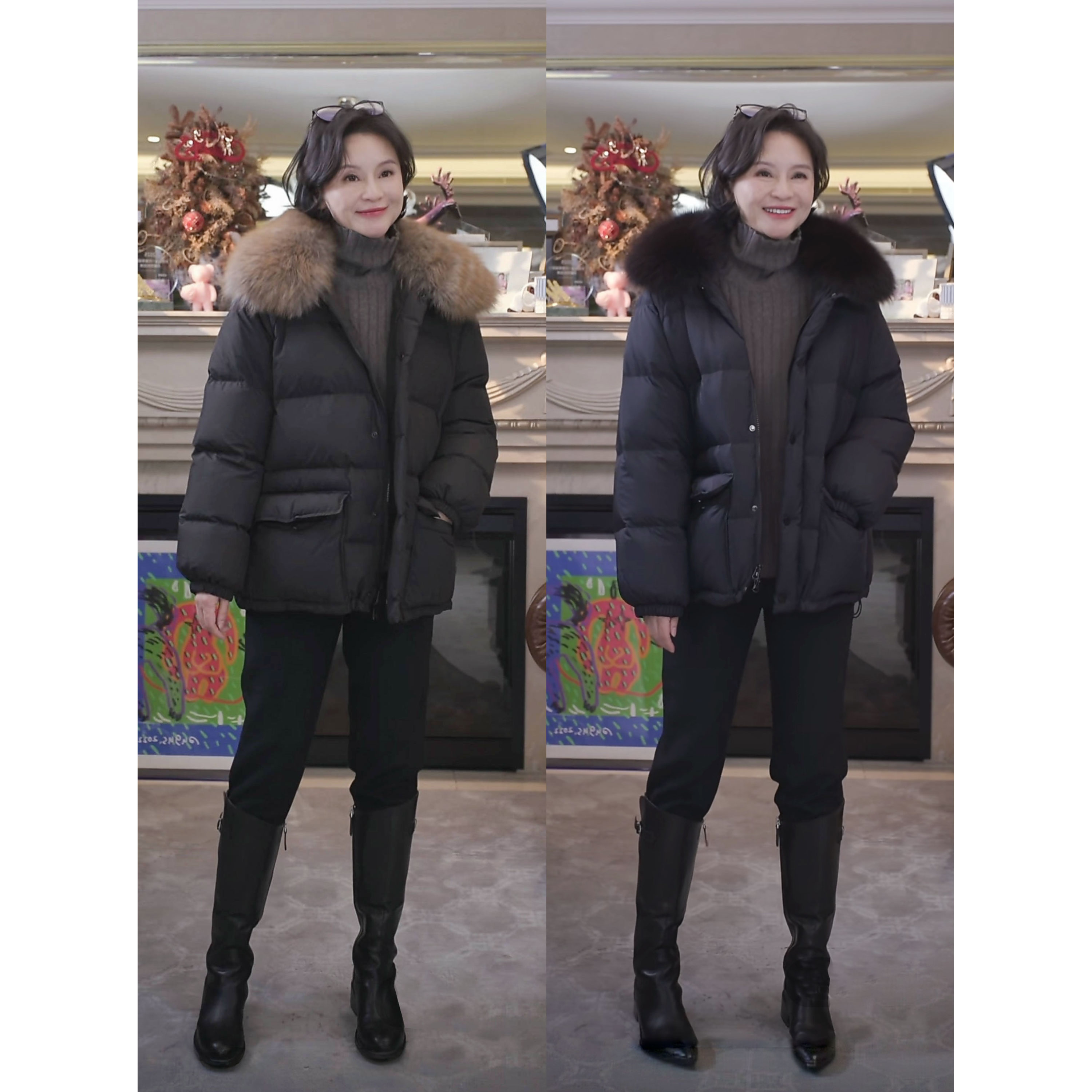 我是摩羯 P家毛领羽绒 95白鹅绒泡芙可脱卸毛领下摆抽绳冬外套