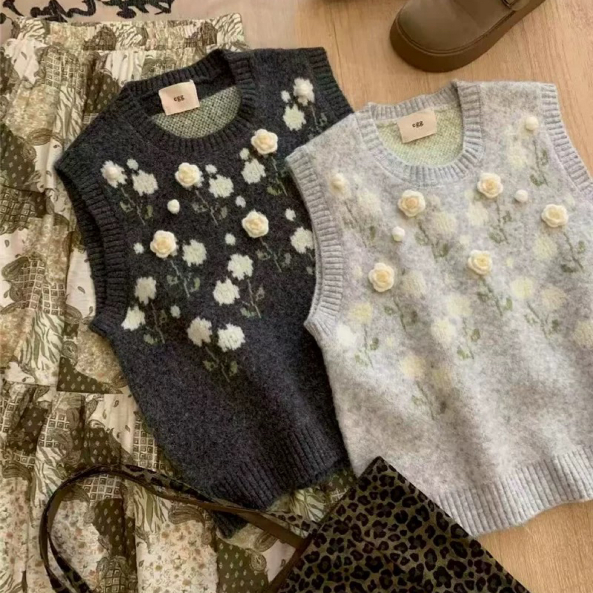 【马甲01~99】针织休闲开衫马甲背心马夹V领时尚设计感减龄秋冬百搭