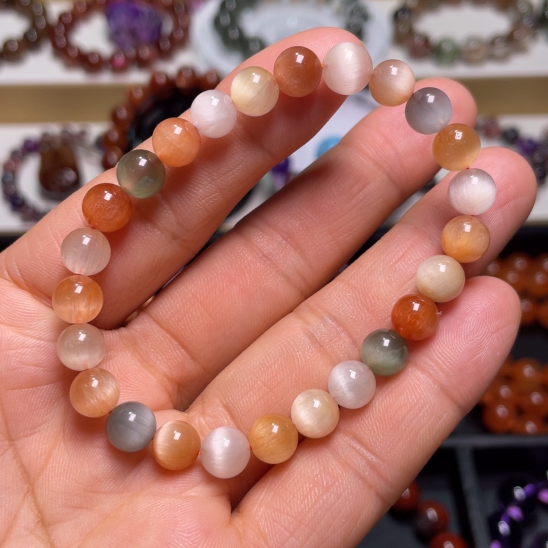 水晶手链未镶嵌彩兔毛猫眼