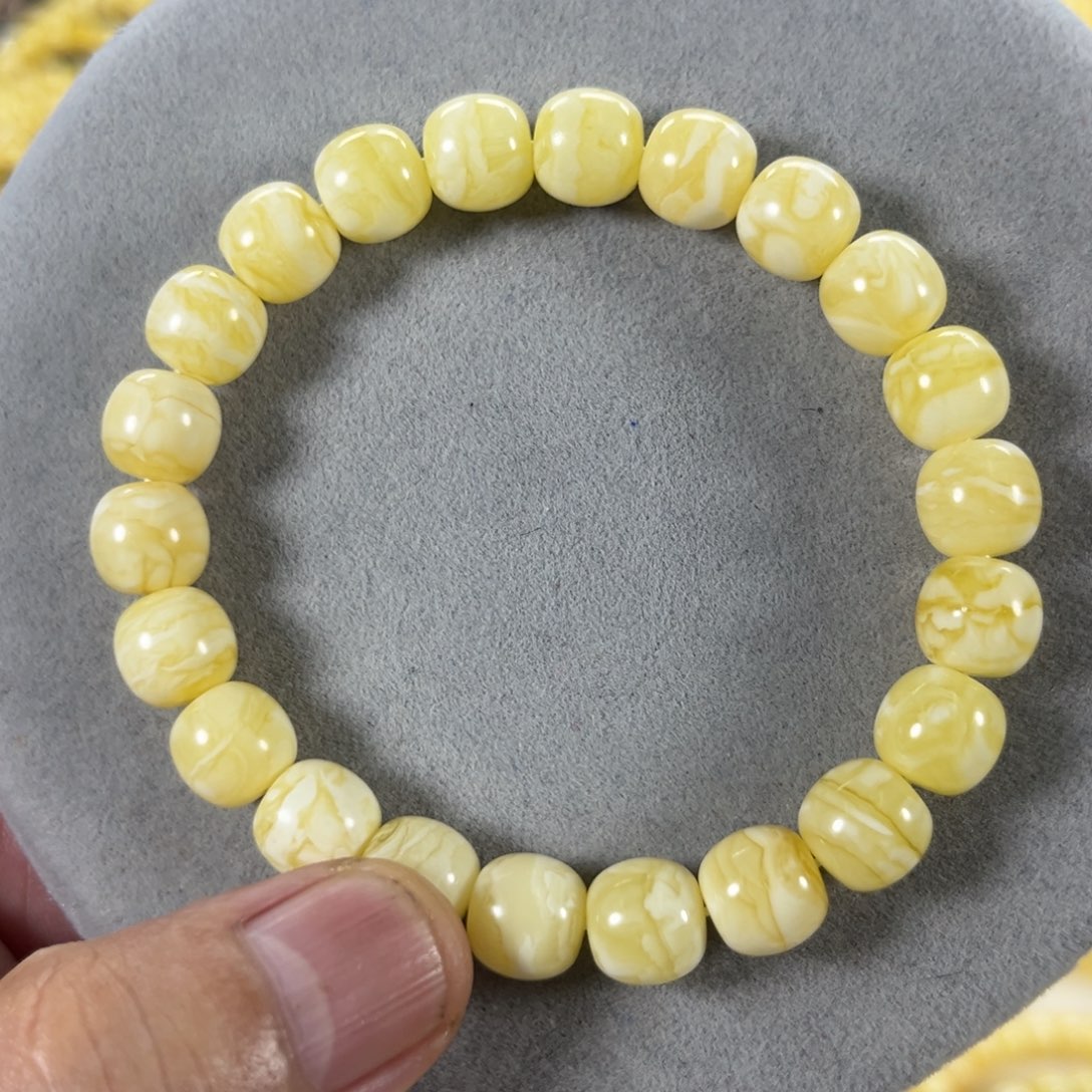 未镶嵌蜜蜡手串纯天然俄料白蜡金纹虎皮