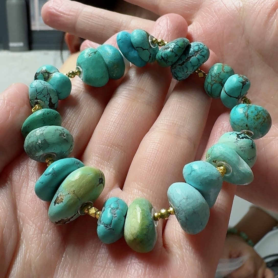 绿松石珠宝奇石18K金镶嵌