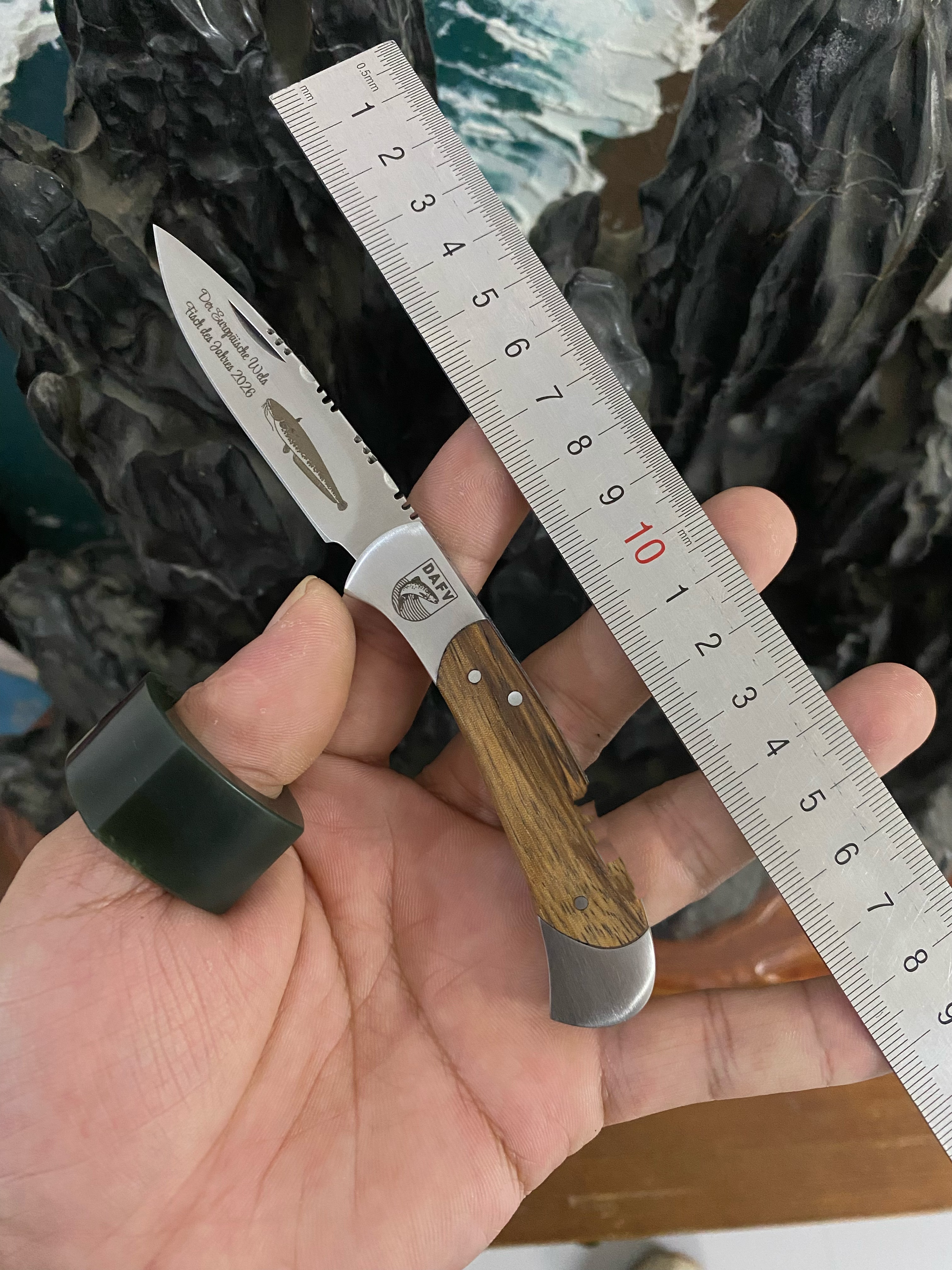 外贸库存酸枝木手柄440不锈钢刃材家用水果刀快递小刀