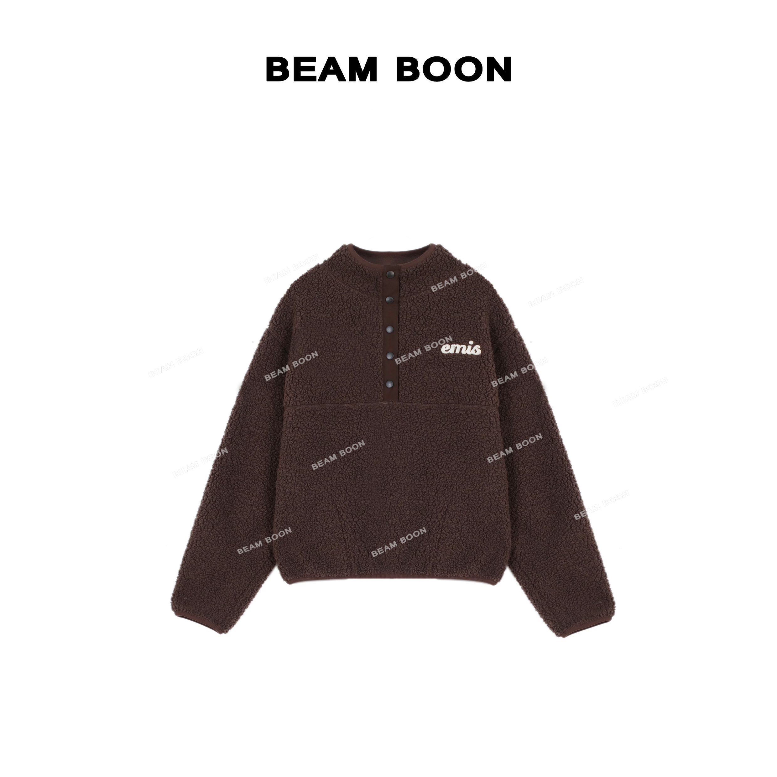 【雪乡羔绒】进口颗粒防风双面羊羔绒隔冷加绒保暖宽松立领卫衣