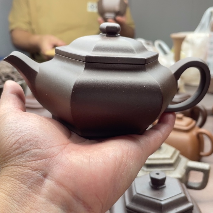 茶壶紫砂大彬六方，紫泥