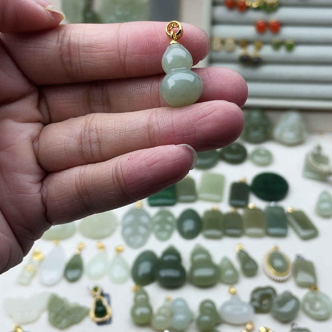 和田玉银S925镶嵌吊坠(不含链)