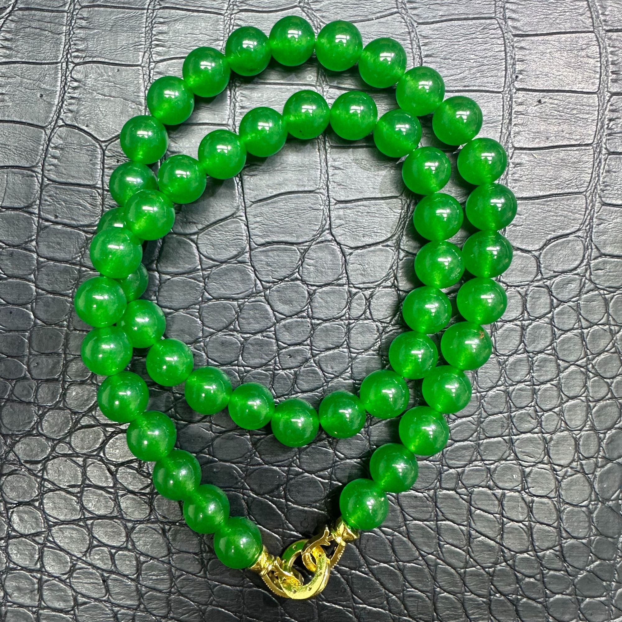 翡翠10mm冰绿项链H268