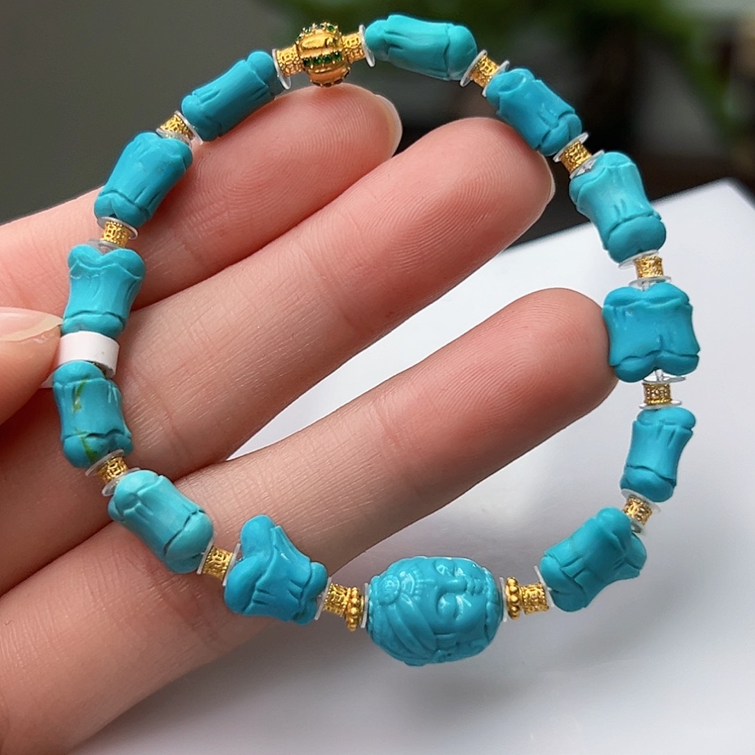 绿松石珠宝奇石18K金镶嵌