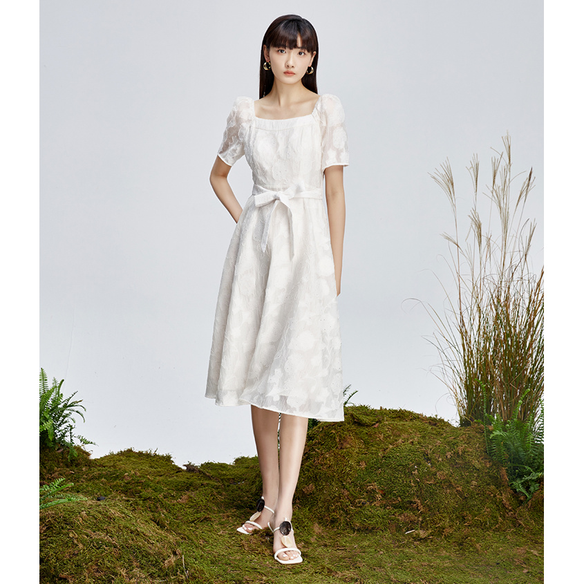 【李易行专属】商场同款新品烧花提花烫钻A版连衣裙N195A32919