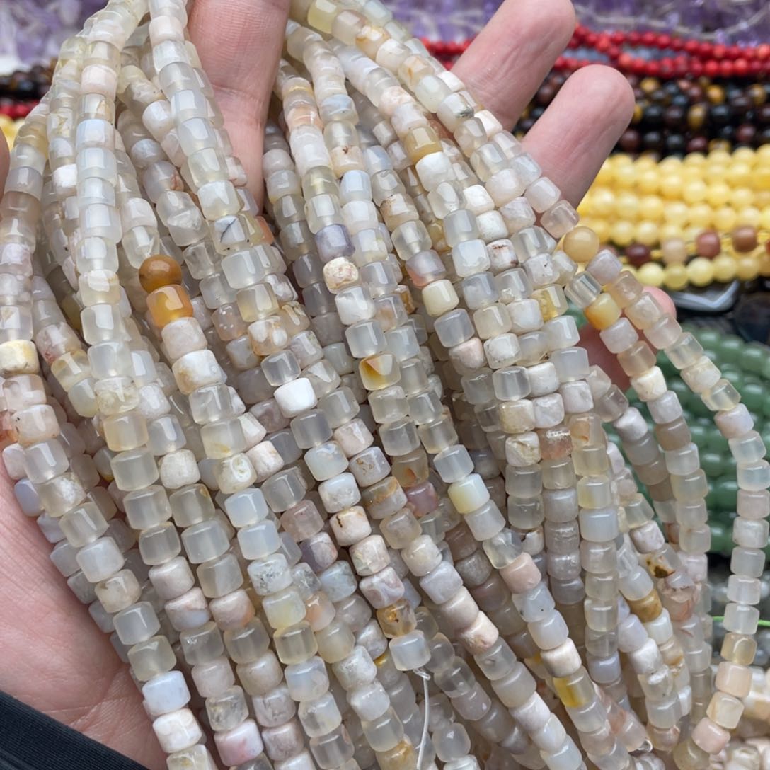 玛瑙/玉髓珠宝半成品未镶嵌一条装6mm樱花玛瑙管珠