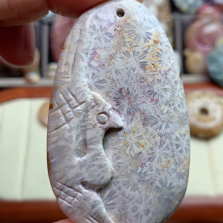 硅化珊瑚（珊瑚玉）颈饰未镶嵌