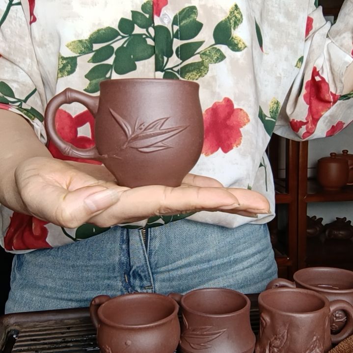 紫砂茶杯幸*?原矿底曹青