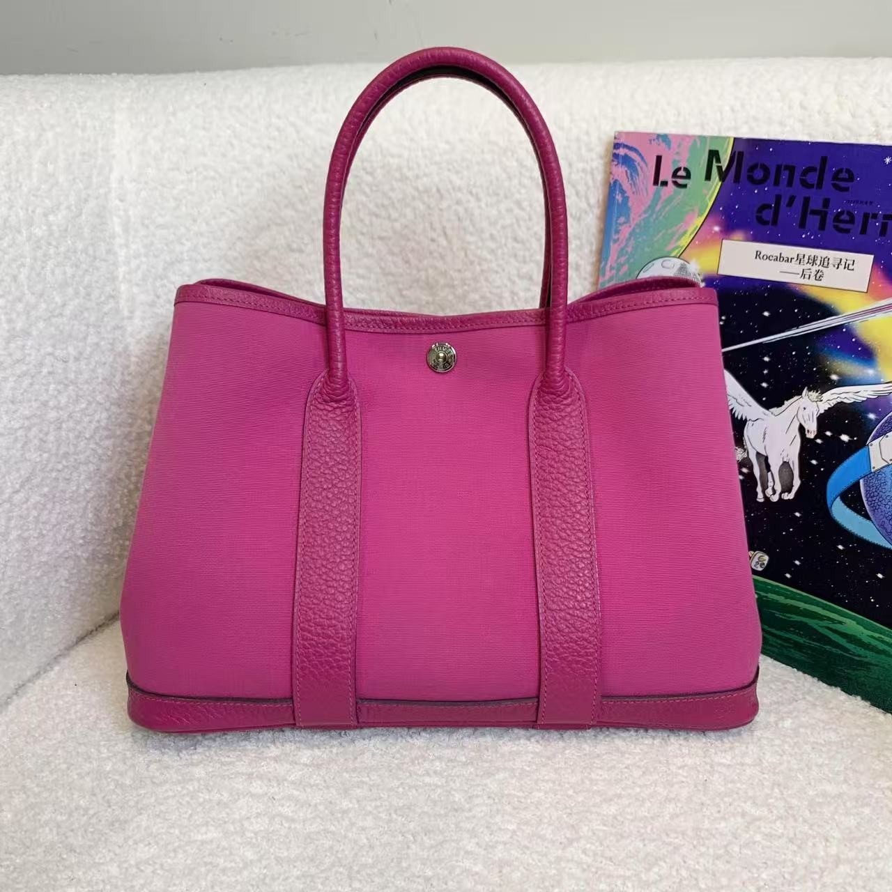 99新 Hermes/爱马仕 壹臻/玫瑰紫拼玉兰 粉花园30 y刻包 21276157
