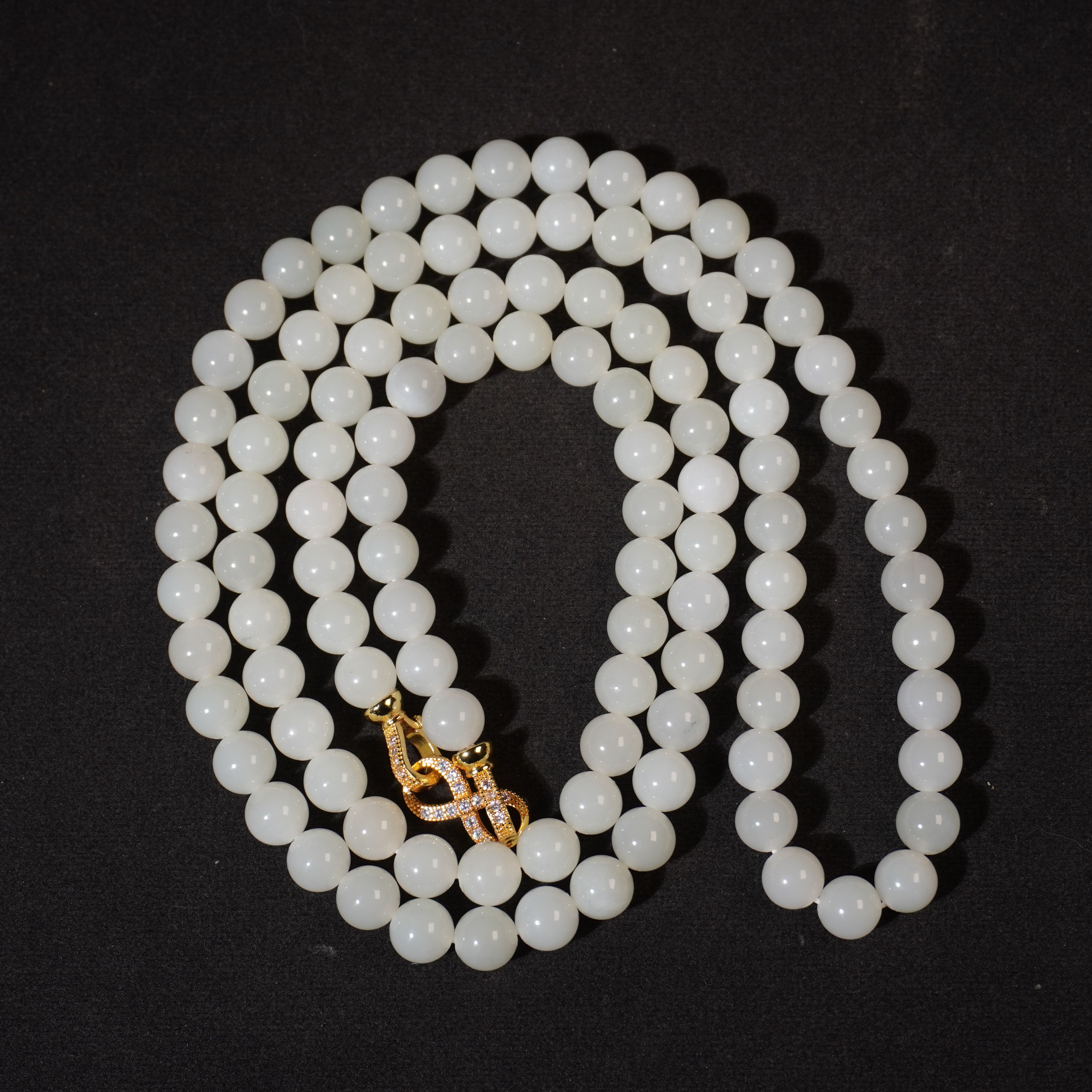 9NA23   创汇   和田玉圆珠项链