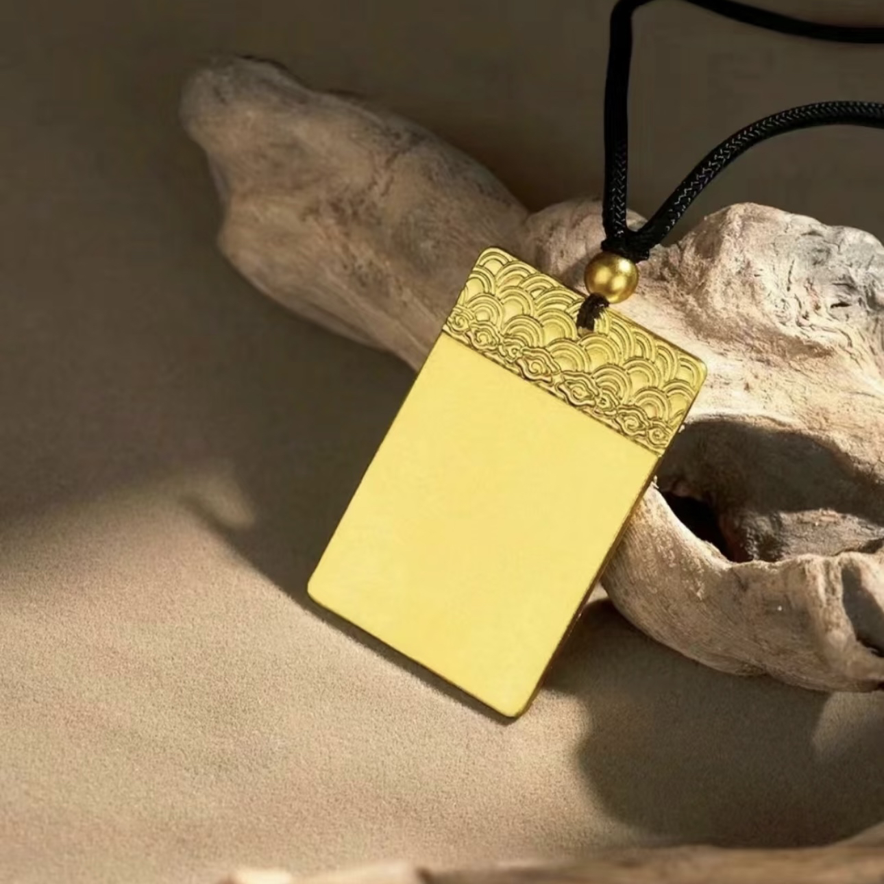 严选 时尚 古法 24K 平安无事牌-口价素款