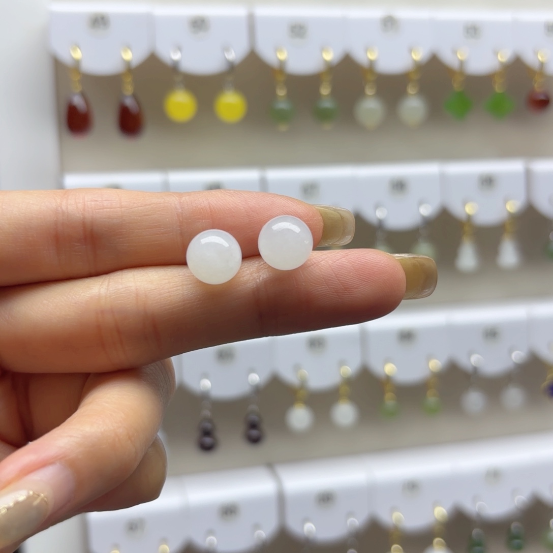 银S925镶嵌和田玉耳饰