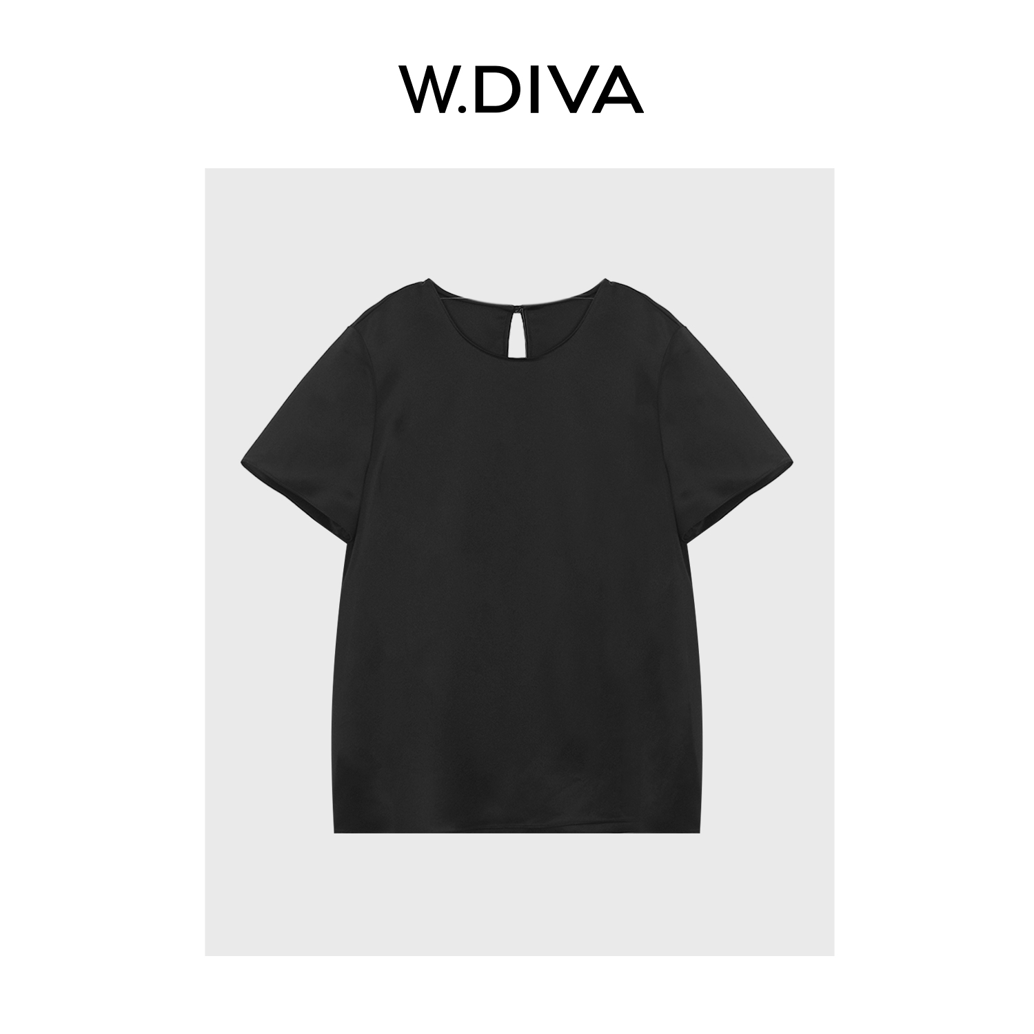 W.Diva【空域】醋酸緞面细腻质感正肩短袖衬衫小衫纯欲52S132108